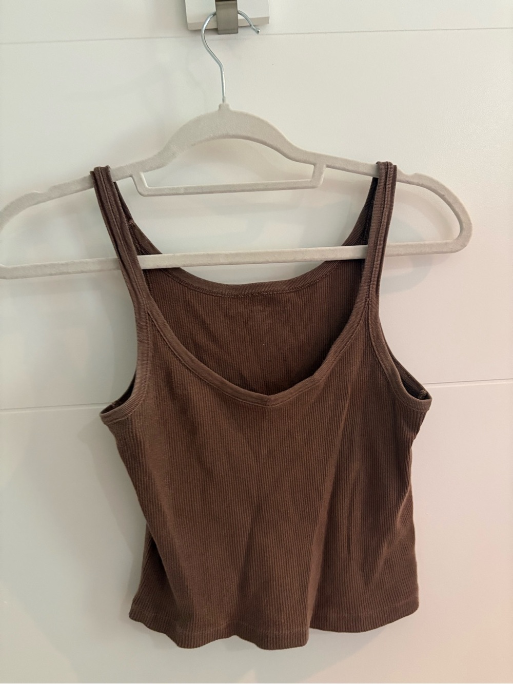 Brandy Melville Brown Ribbed Scoop Neck Tank